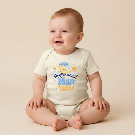 Funny Baby Onesie – Professional Nap Taker Short-Sleeve Bodysuit