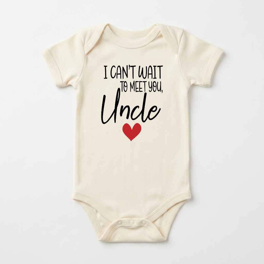 Uncle Pregnancy Announcement Baby Onesie – Can’t Wait to Meet You Short-Sleeve Bodysuit
