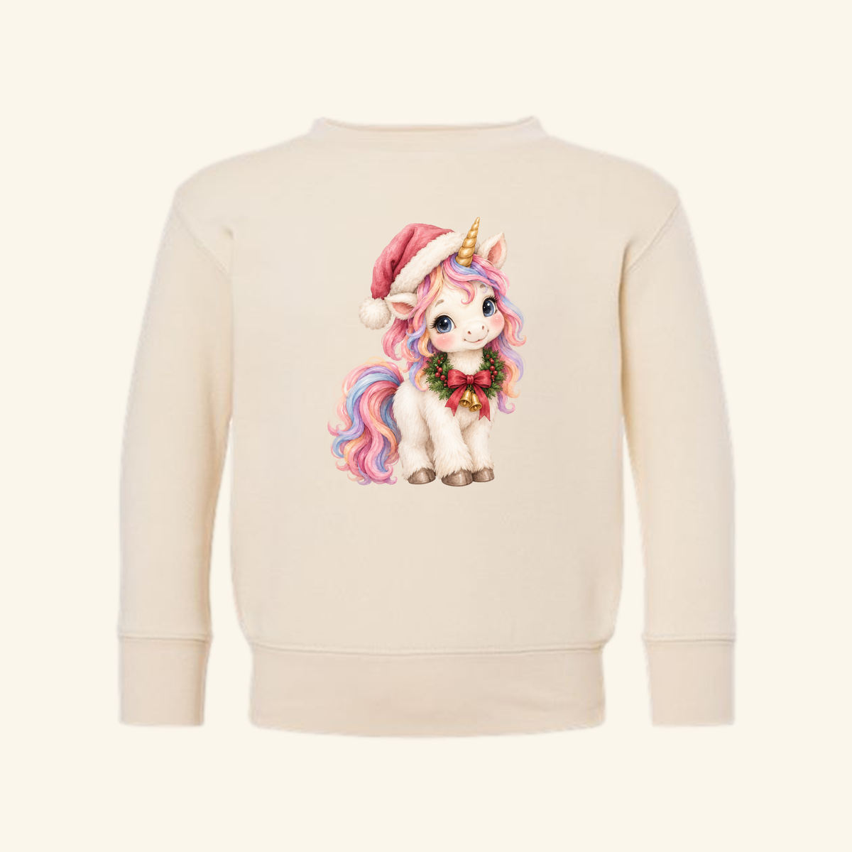 Christmas Unicorn Kids Sweatshirt – Cute Santa Hat Unicorn Crewneck