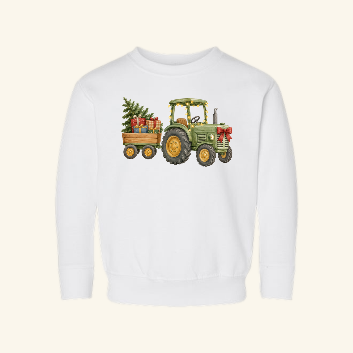 Christmas Tractor Kids Sweatshirt – Farm Tractor Holiday Crewneck