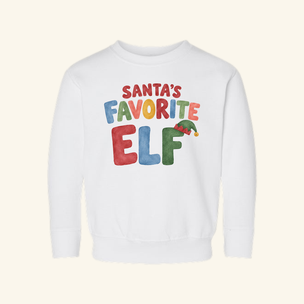 Santa’s Favorite Elf Kids Sweatshirt – Christmas Elf Crewneck
