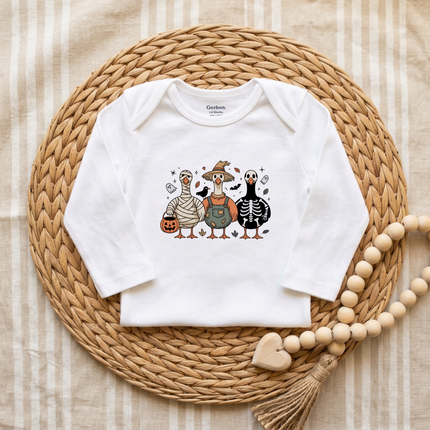 Halloween Goose Trio Baby Onesie – Costumed Goose Bodysuit