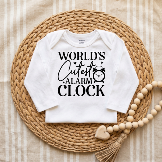 World's Cutest Alarm Clock Onesie – Funny Baby Bodysuit