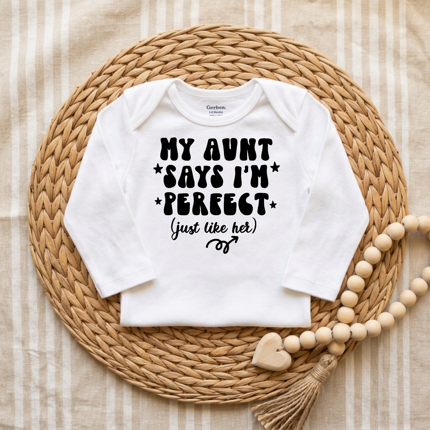 My Aunt Says I'm Perfect Baby Onesie – Funny Aunt Bodysuit