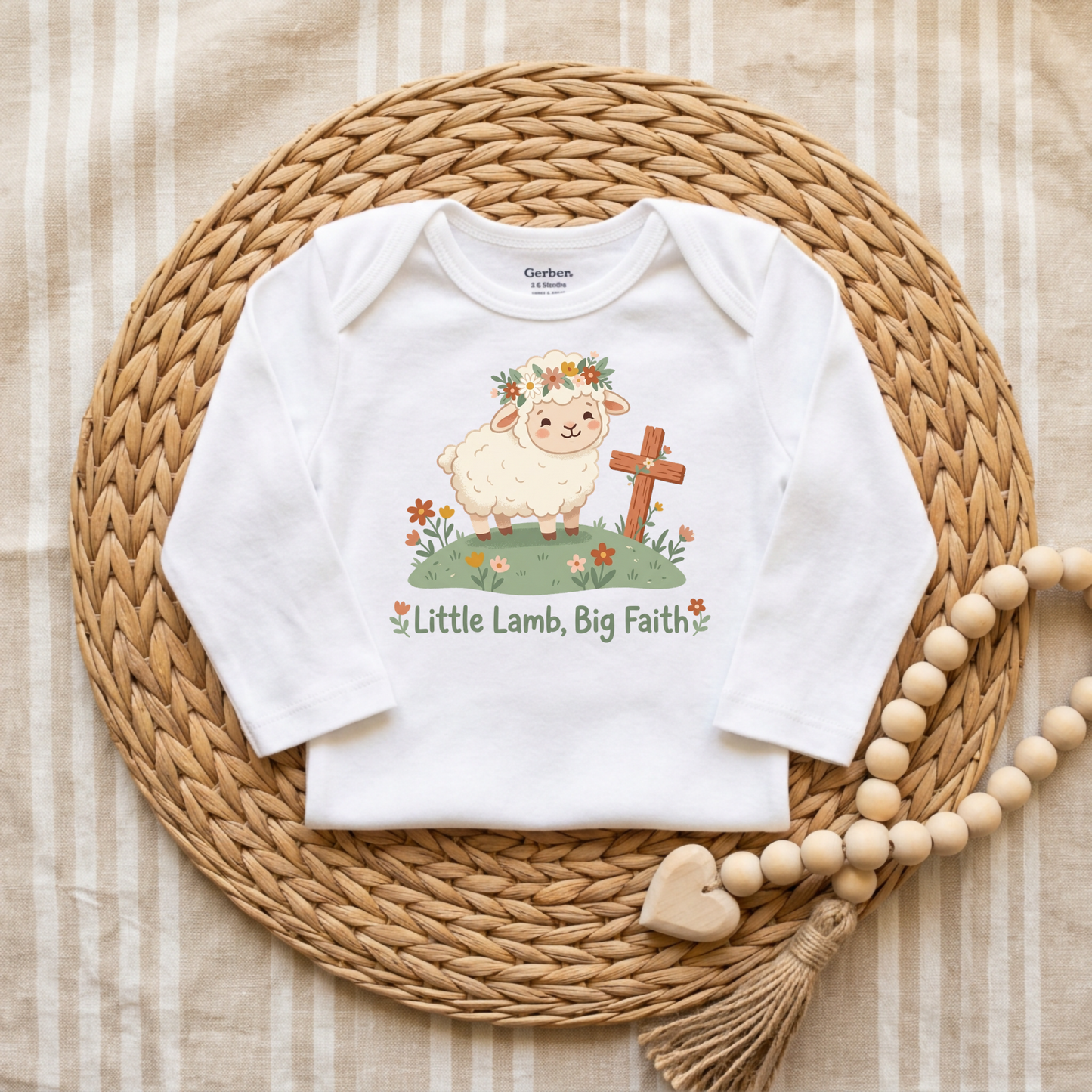 Little Lamb Big Faith Onesie – Baby Girl Faith Bodysuit