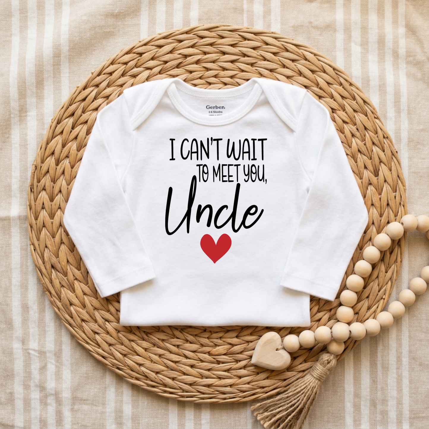 I Can't Wait to Meet You Uncle Baby Onesie – Announcement Bodysuit