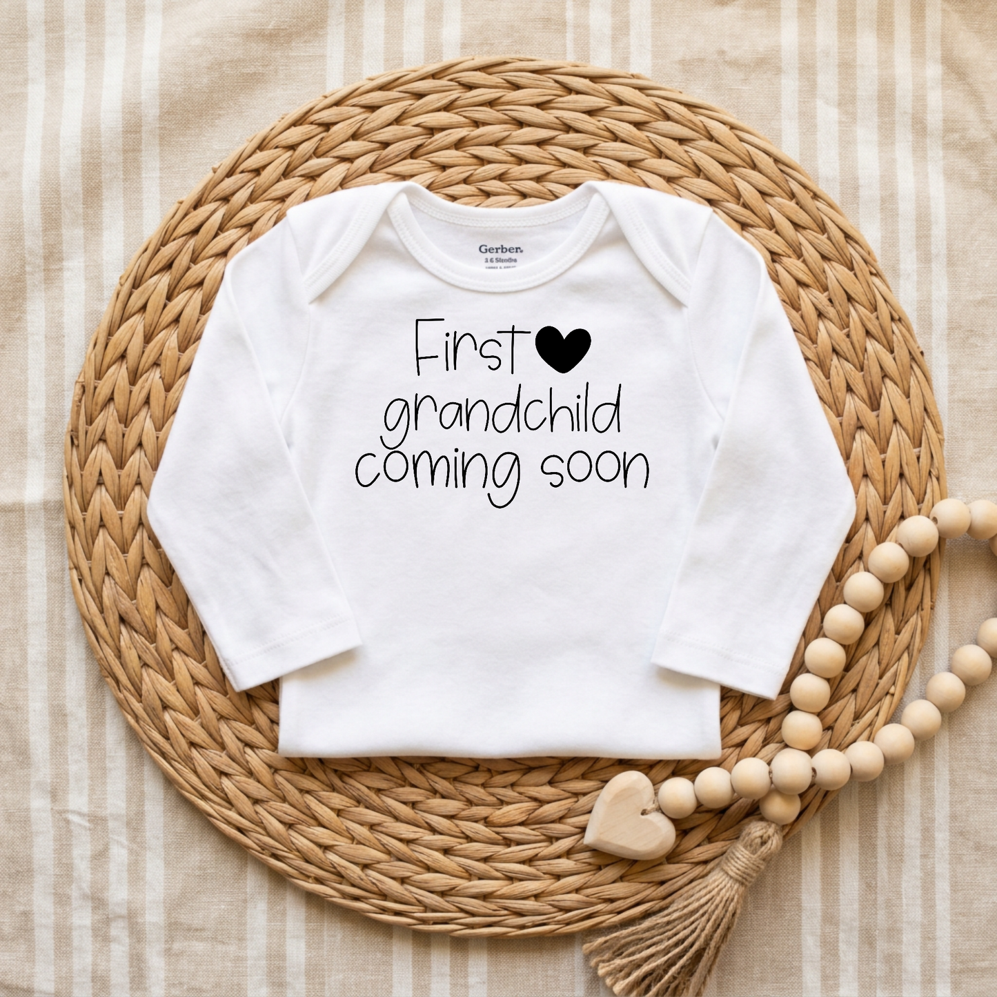 First Grandchild Coming Soon Baby Onesie
