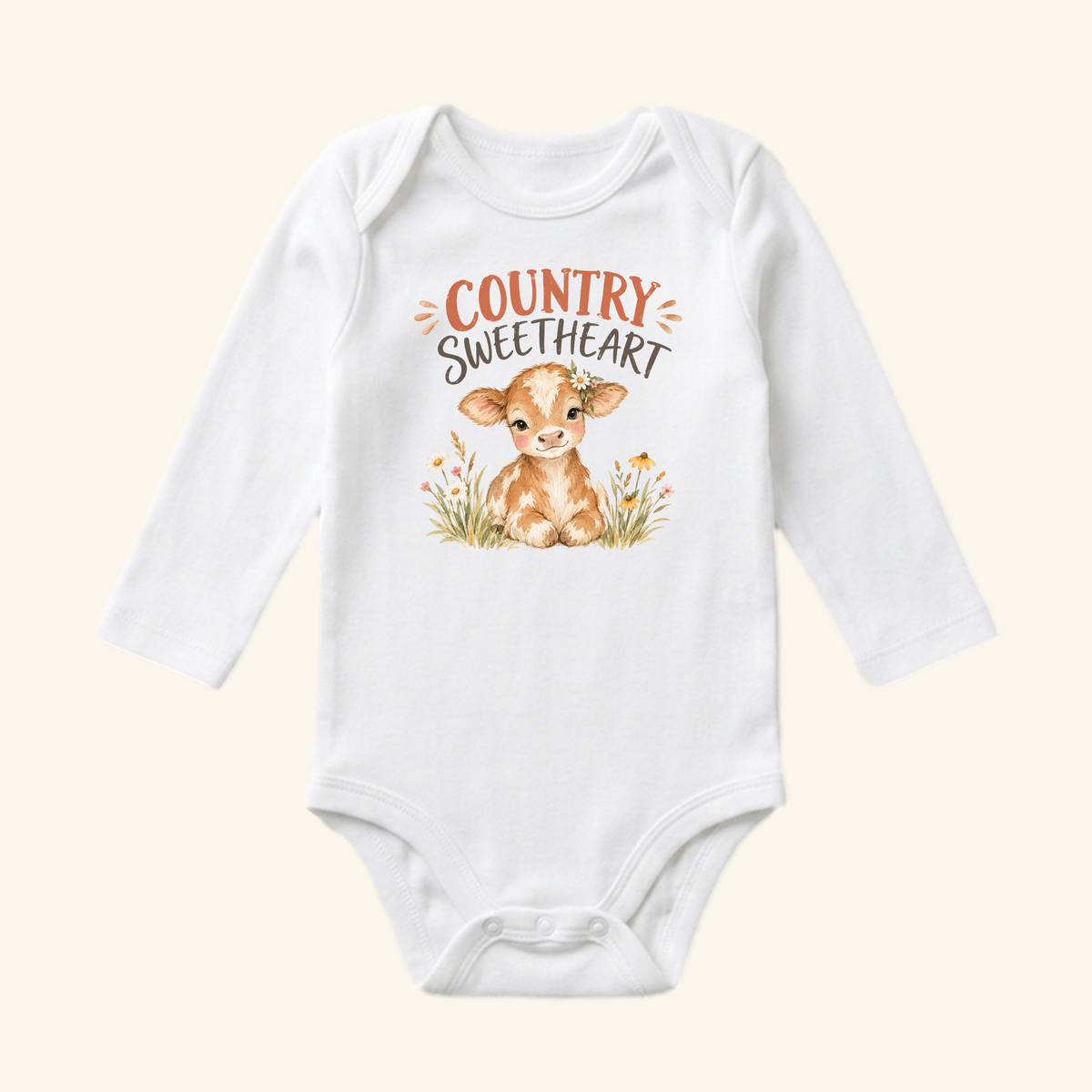Country Sweetheart Baby Onesie – Cute Baby Cow Bodysuit