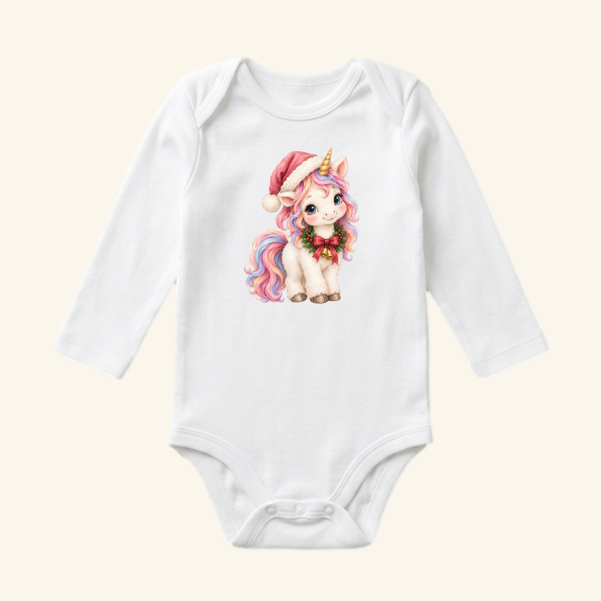 Christmas Unicorn Baby Onesie – Cute Santa Hat Unicorn Bodysuit