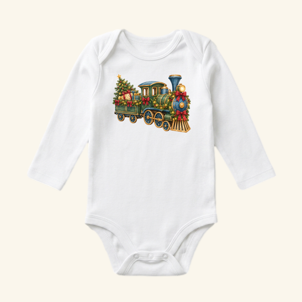 Christmas Train Baby Onesie – Vintage Holiday Train Bodysuit