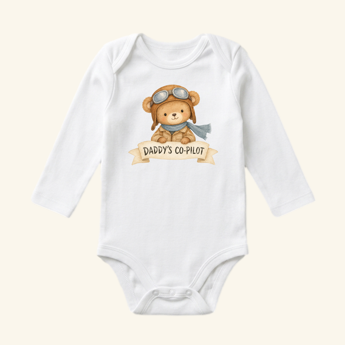 Daddy’s Co-Pilot Baby Onesie – Cute Aviator Teddy Bear Bodysuit