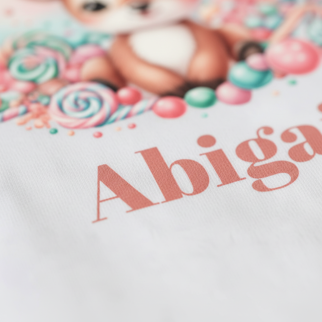 Custom Candy Deer Baby Onesie – Personalized Name Bodysuit
