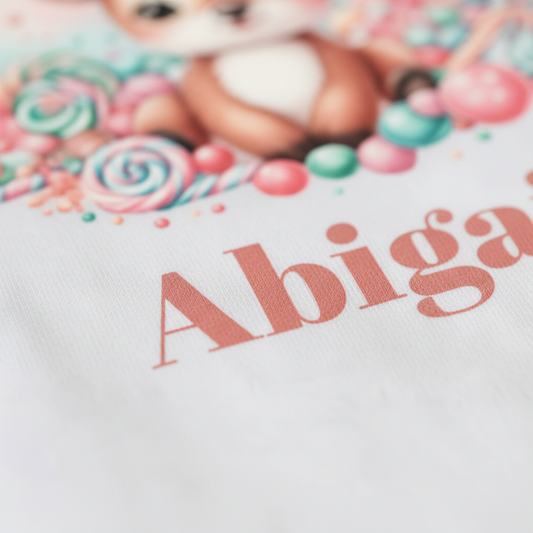 Custom Candy Deer Baby Onesie – Personalized Name Bodysuit