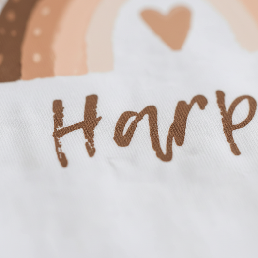 Personalized Bear Rainbow Baby Onesie – Custom Name Bodysuit