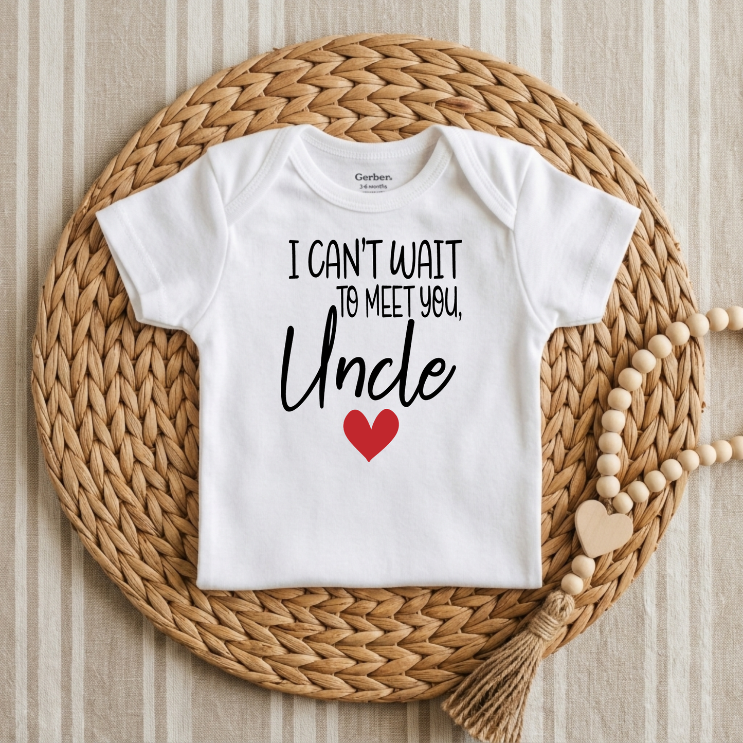 I Can't Wait to Meet You Uncle Baby Onesie – Announcement Bodysuit