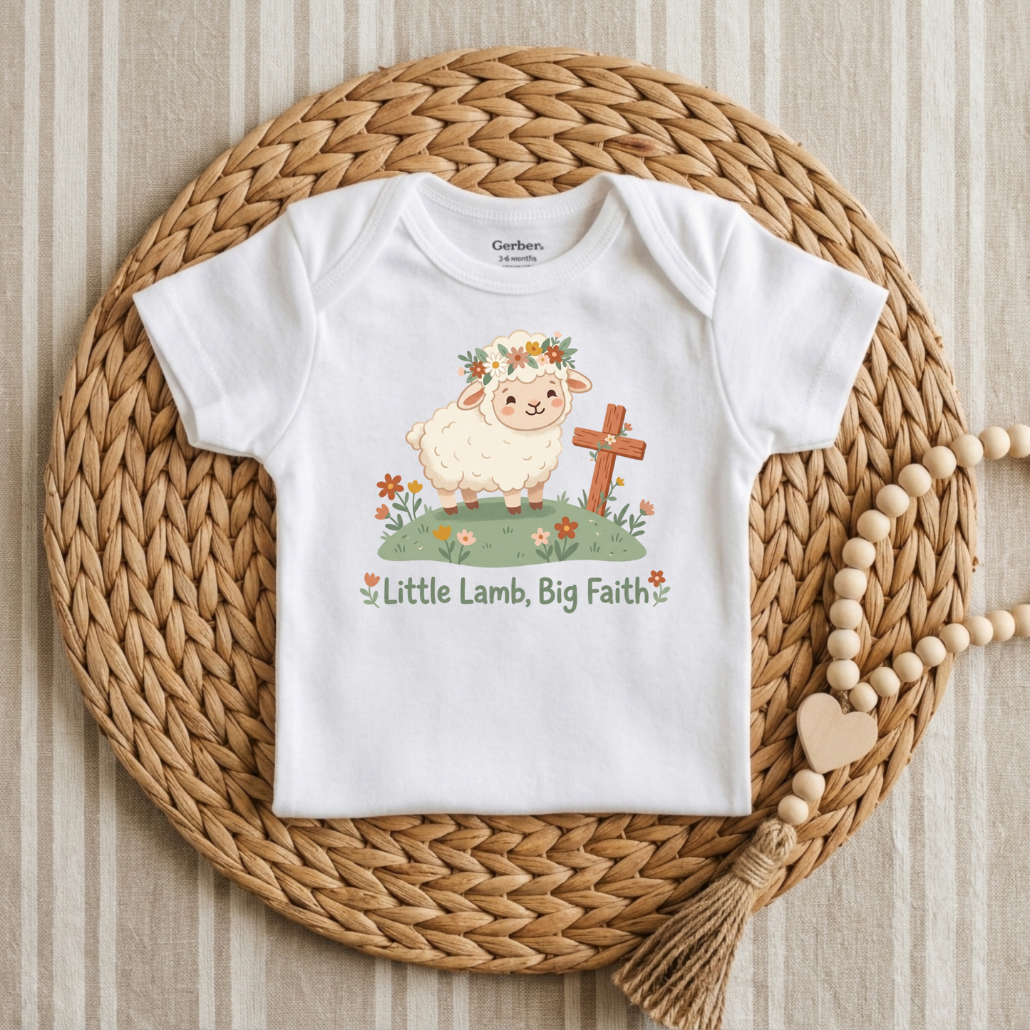 Little Lamb Big Faith Onesie – Baby Girl Faith Bodysuit