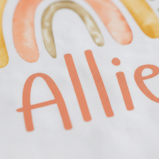 Personalized Sunset Rainbow Newborn Onesie – Custom Name Bodysuit