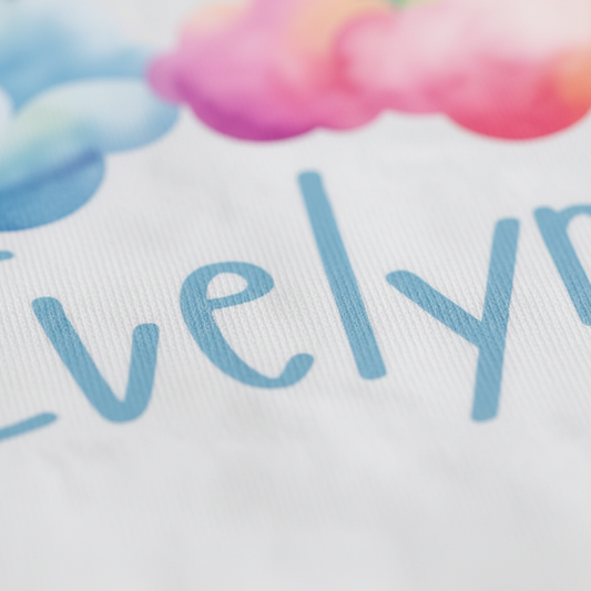 Personalized Rainbow Cloud Baby Girl Onesie – Custom Name Bodysuit