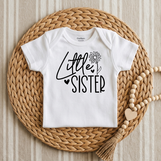 Little Sister Onesie – Baby Girl Announcement Bodysuit