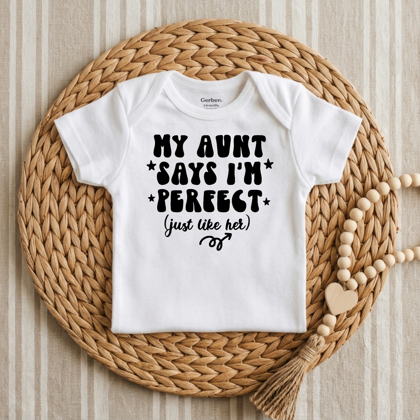 My Aunt Says I'm Perfect Baby Onesie – Funny Aunt Bodysuit