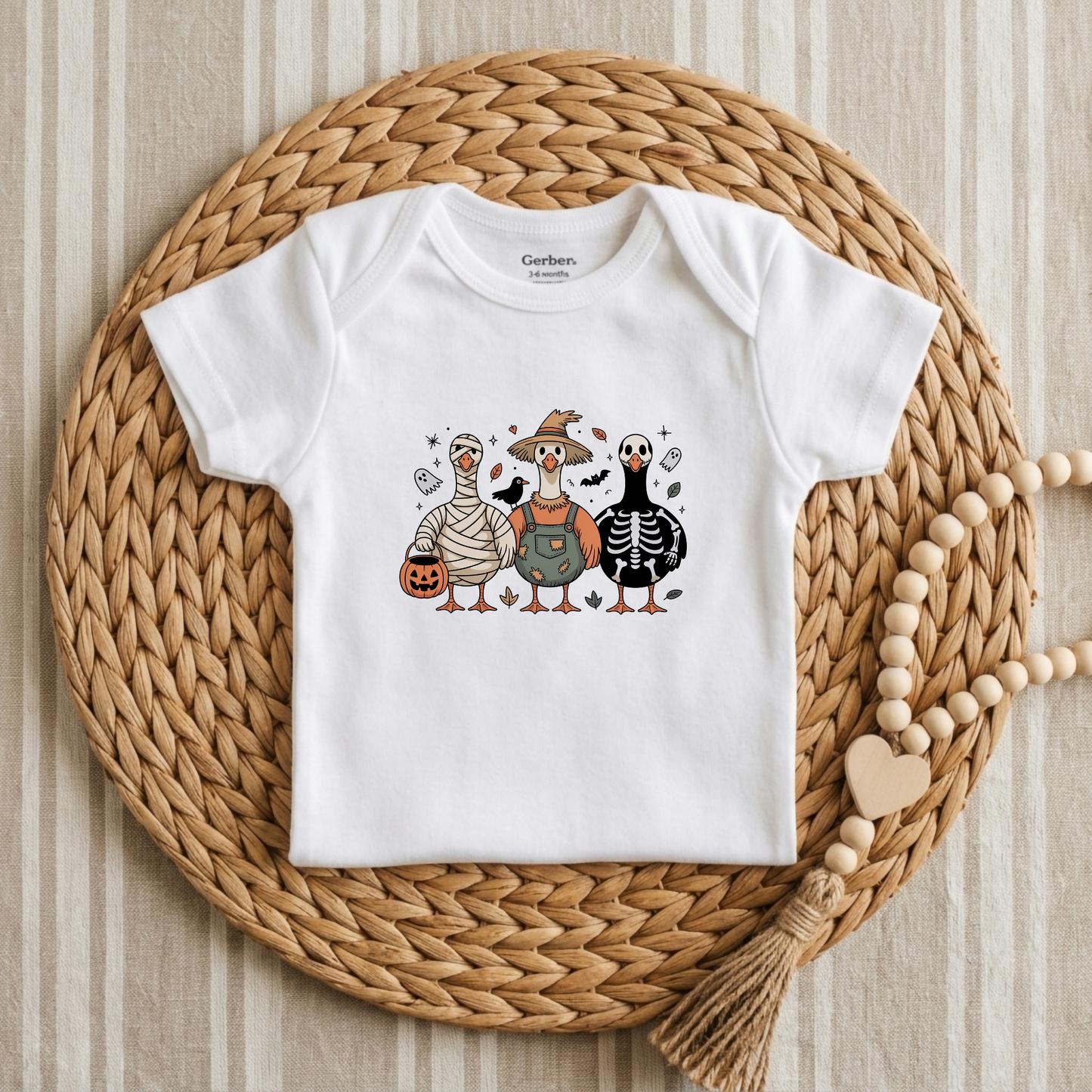 Halloween Goose Trio Baby Onesie – Costumed Goose Bodysuit