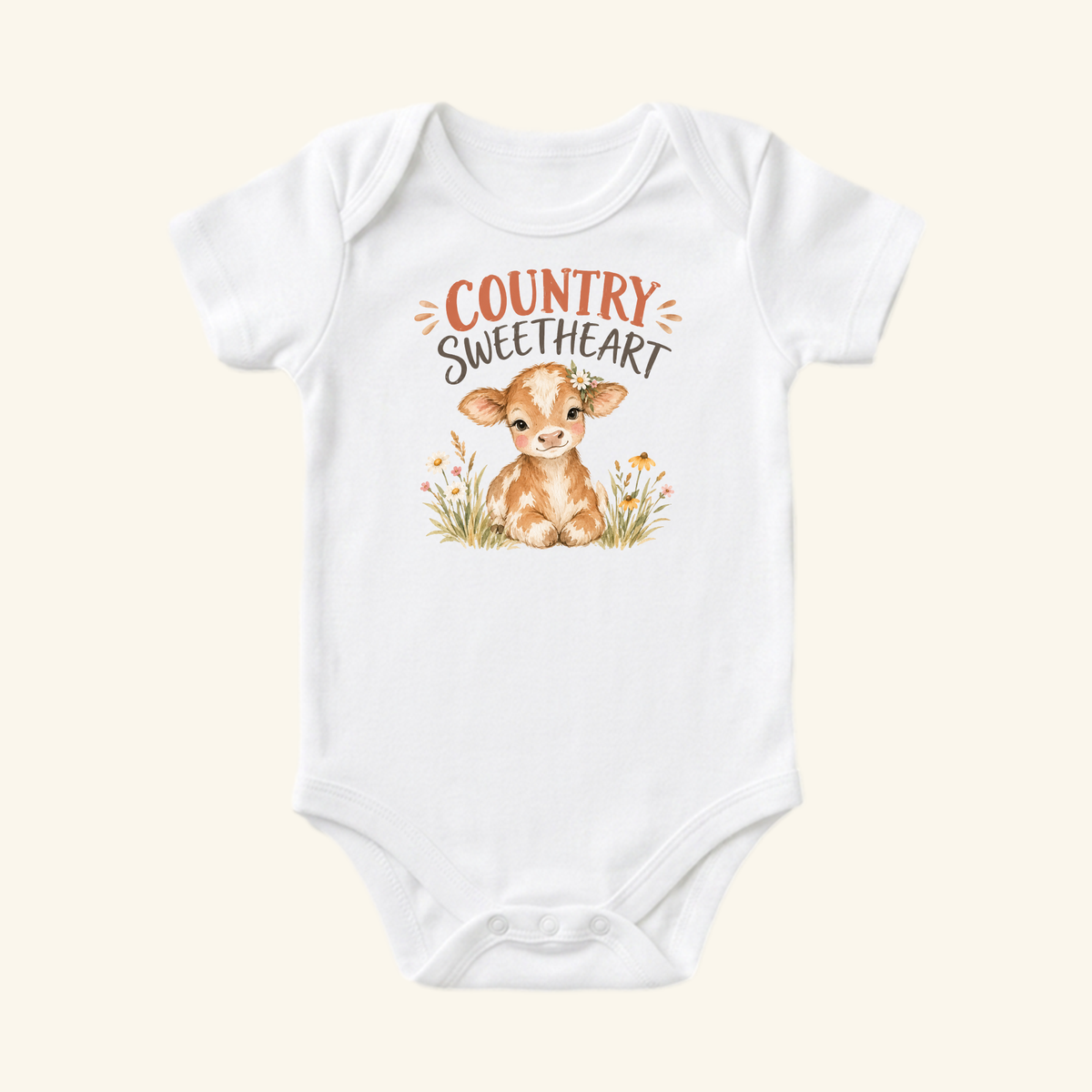 Country Sweetheart Baby Onesie – Cute Baby Cow Bodysuit