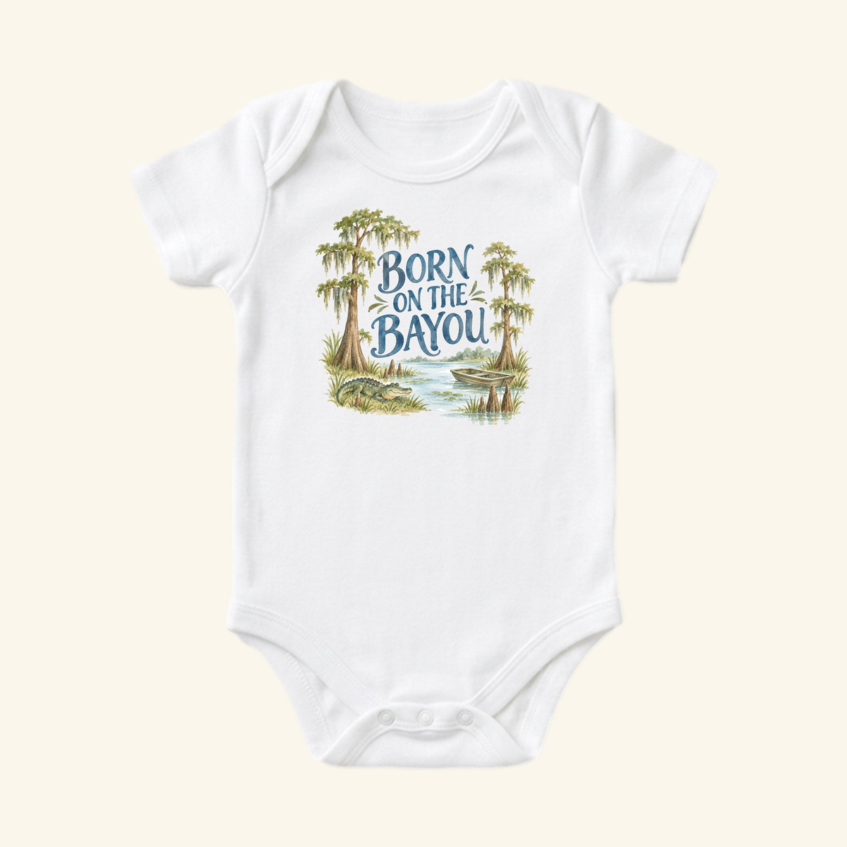 Born on the Bayou Baby Onesie – Louisiana Cypress Bodysuit