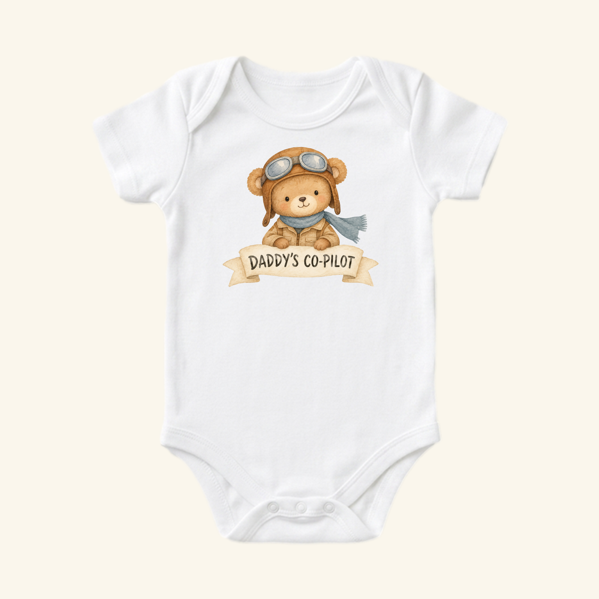 Daddy’s Co-Pilot Baby Onesie – Cute Aviator Teddy Bear Bodysuit