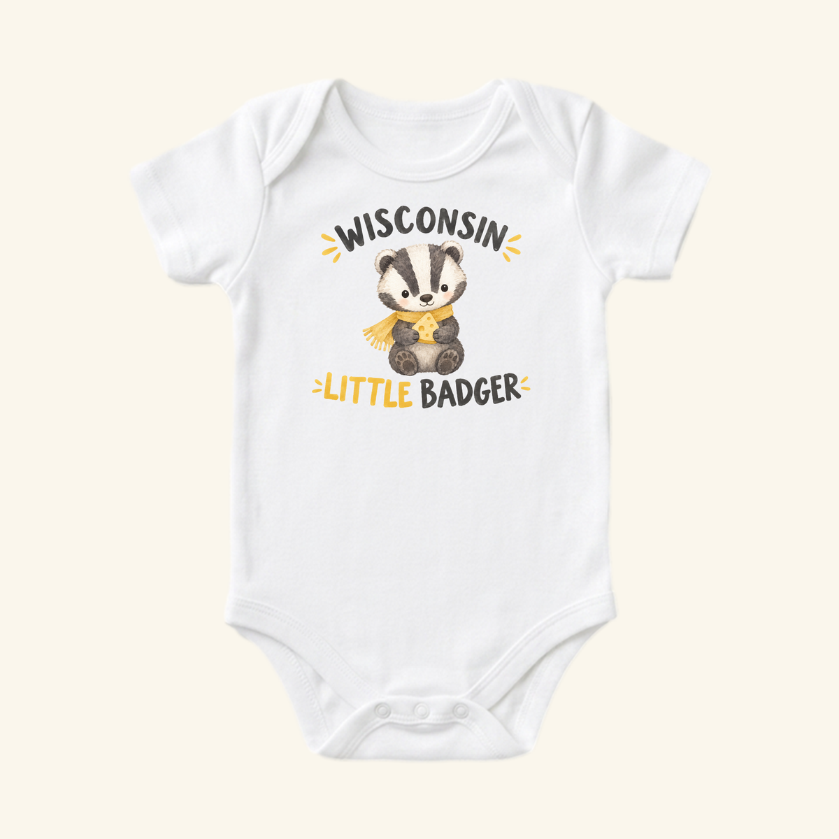 Wisconsin Little Badger Baby Onesie – Cute Cheese Badger Bodysuit