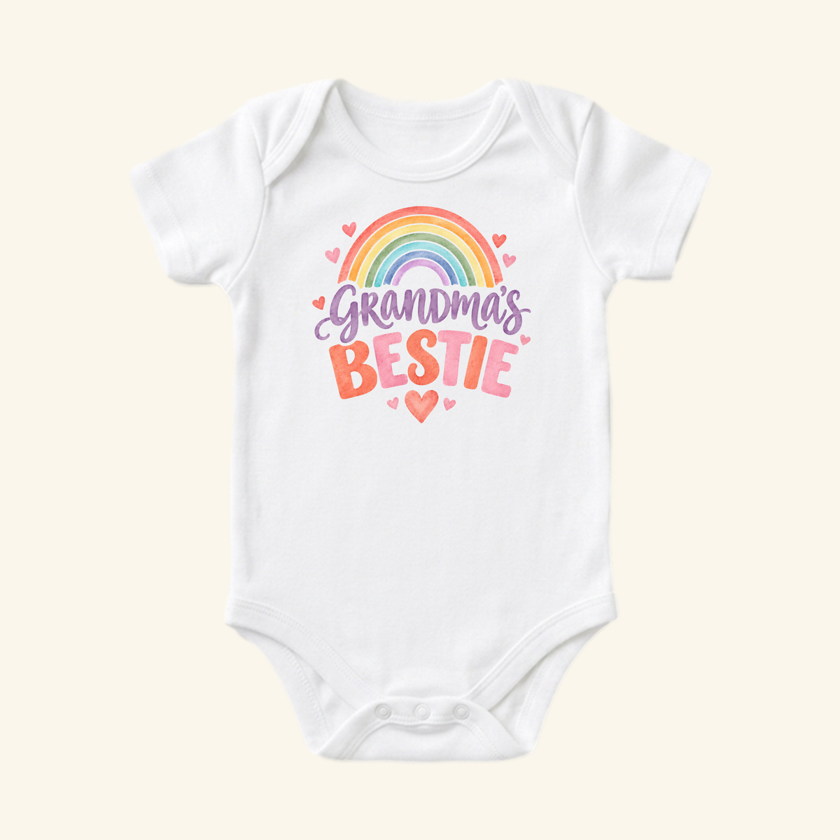 Grandma’s Bestie Baby Onesie – Cute Rainbow Grandma Bodysuit