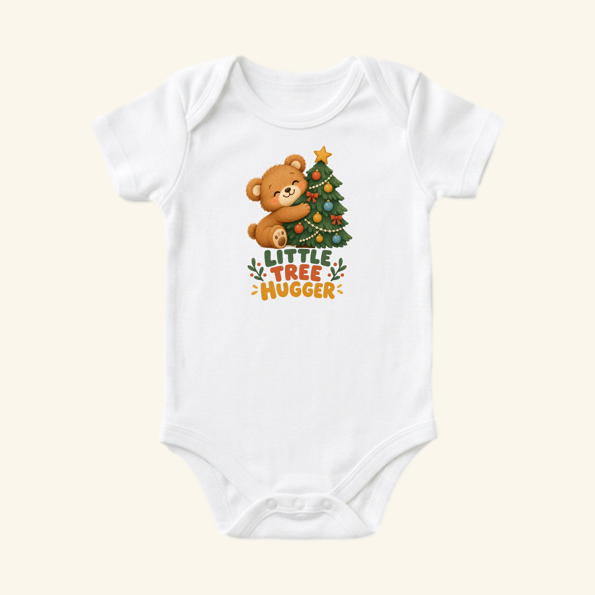 Little Tree Hugger Baby Onesie – Cute Christmas Bear Bodysuit