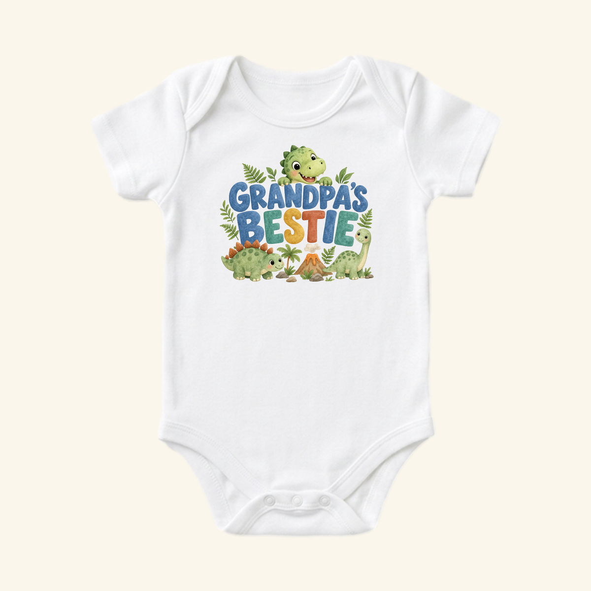 Grandpa’s Bestie Baby Onesie – Cute Dinosaur Grandpa Bodysuit