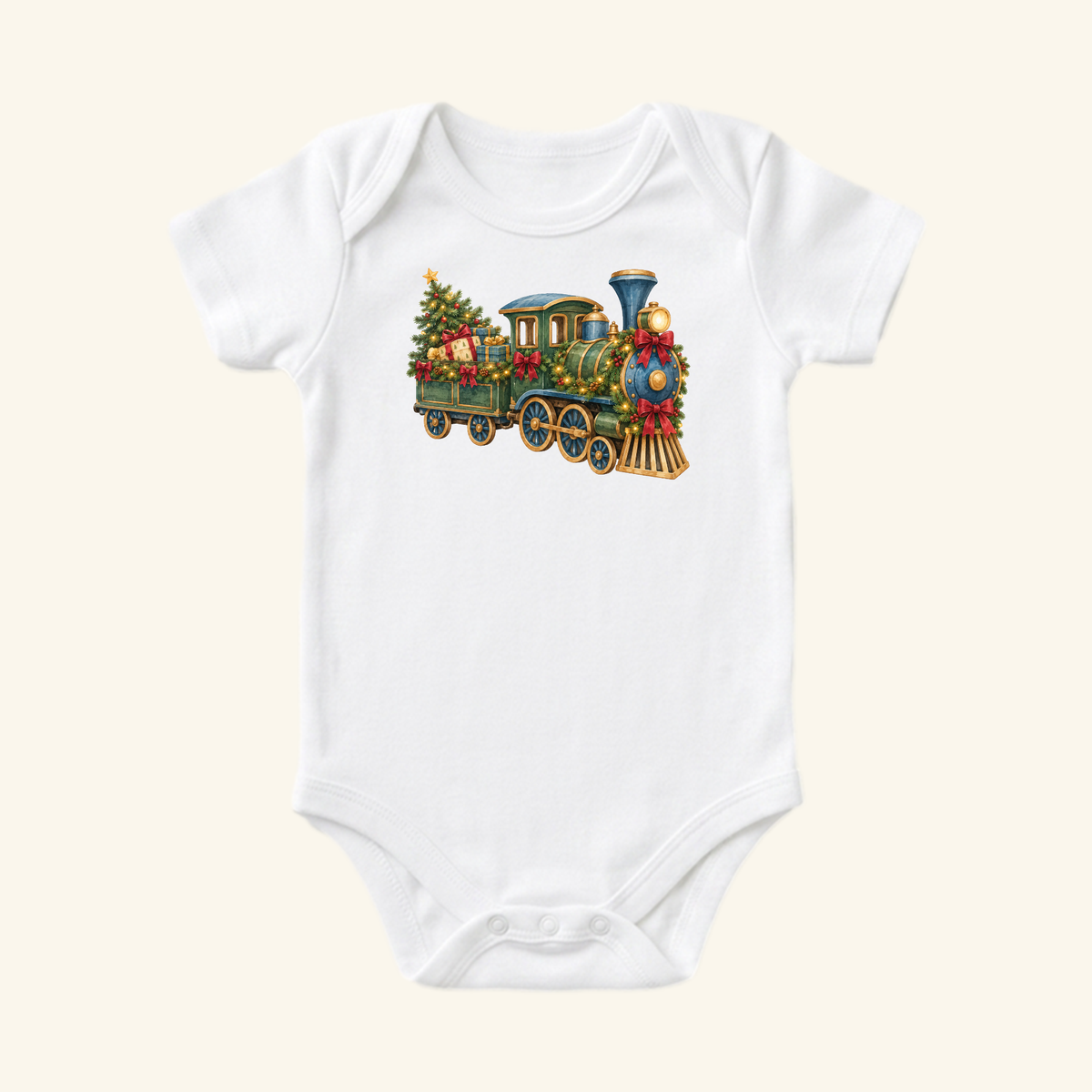 Christmas Train Baby Onesie – Vintage Holiday Train Bodysuit