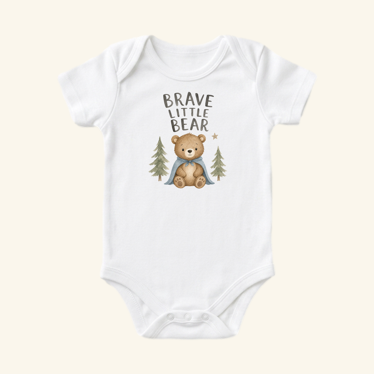 Brave Little Bear Baby Onesie – Cute Woodland Bear Bodysuit
