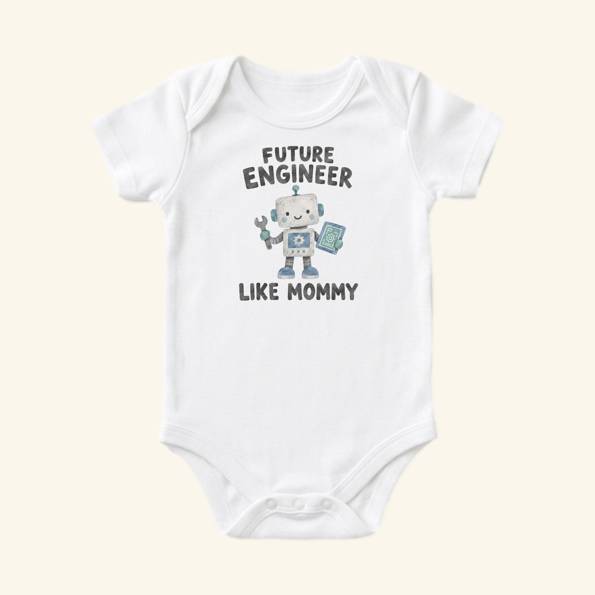 Future Engineer Like Mommy Baby Onesie – Cute Robot Engineer Bodysuit