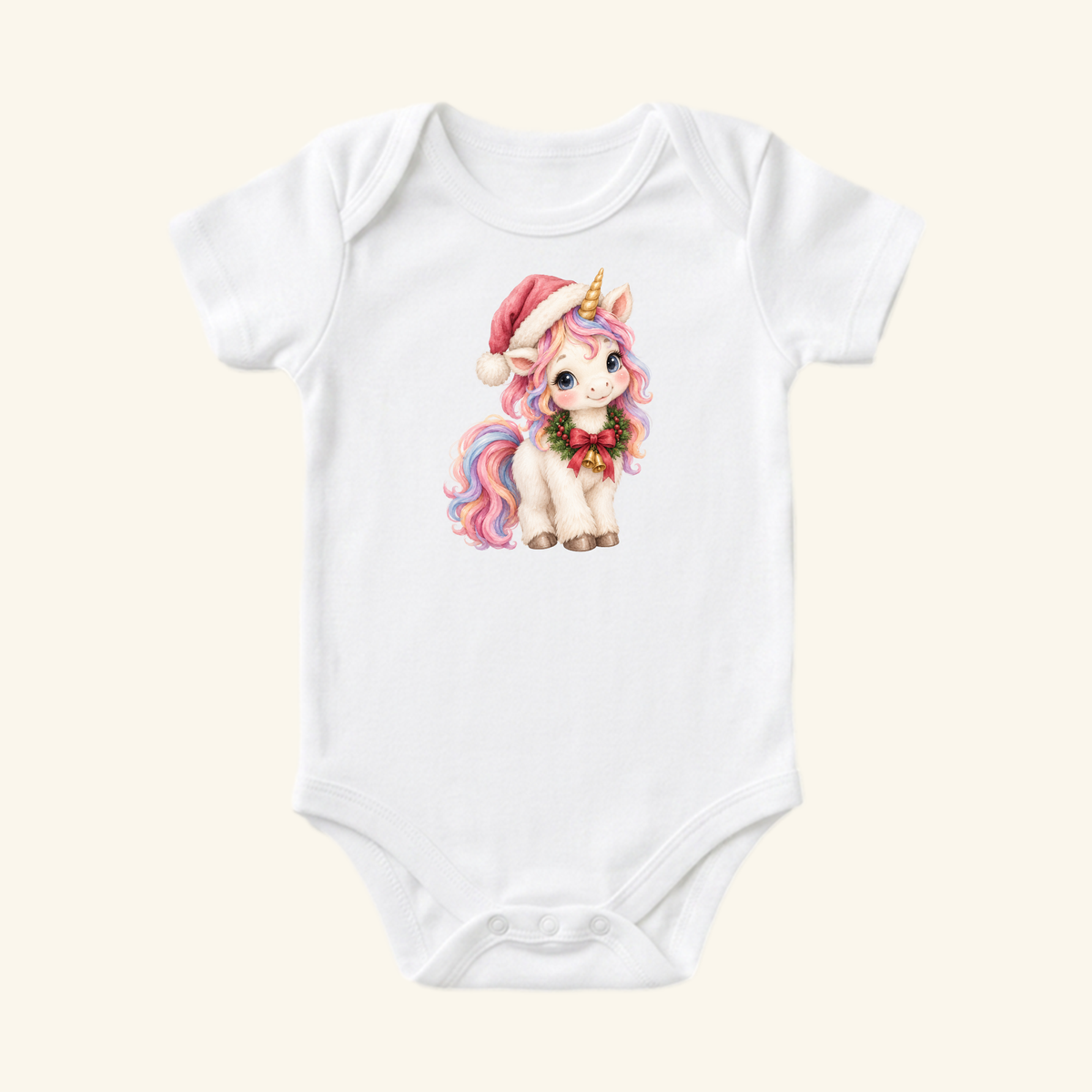 Christmas Unicorn Baby Onesie – Cute Santa Hat Unicorn Bodysuit