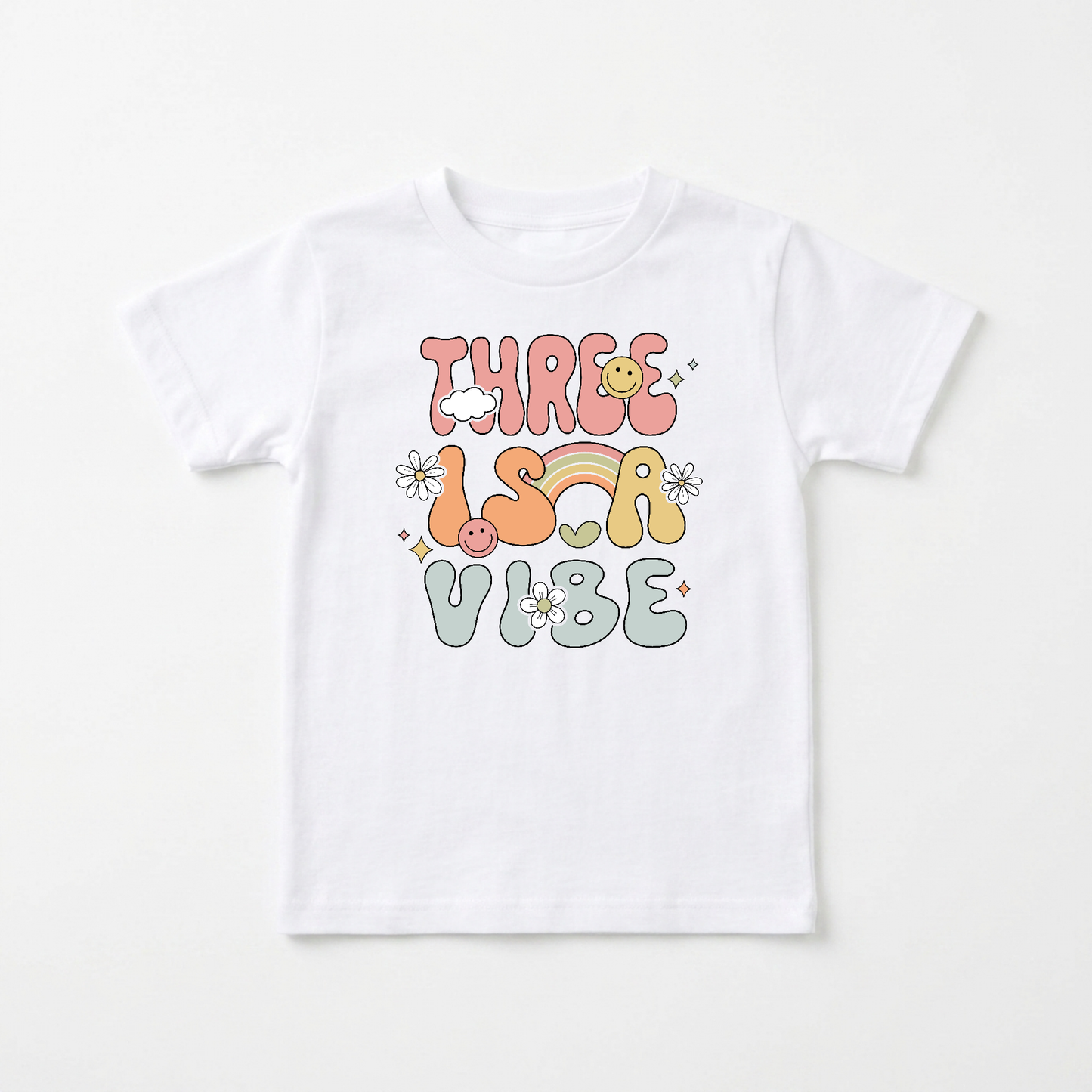 Three Is a Vibe Toddler Shirt – Retro 3rd Birthday Tee
