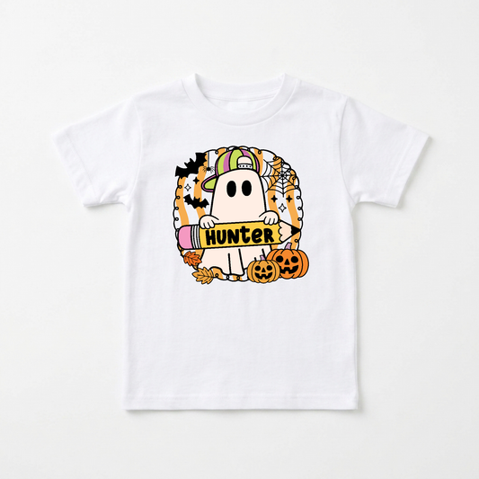 Personalized Halloween Ghost Kids Shirt – Custom Name Tee