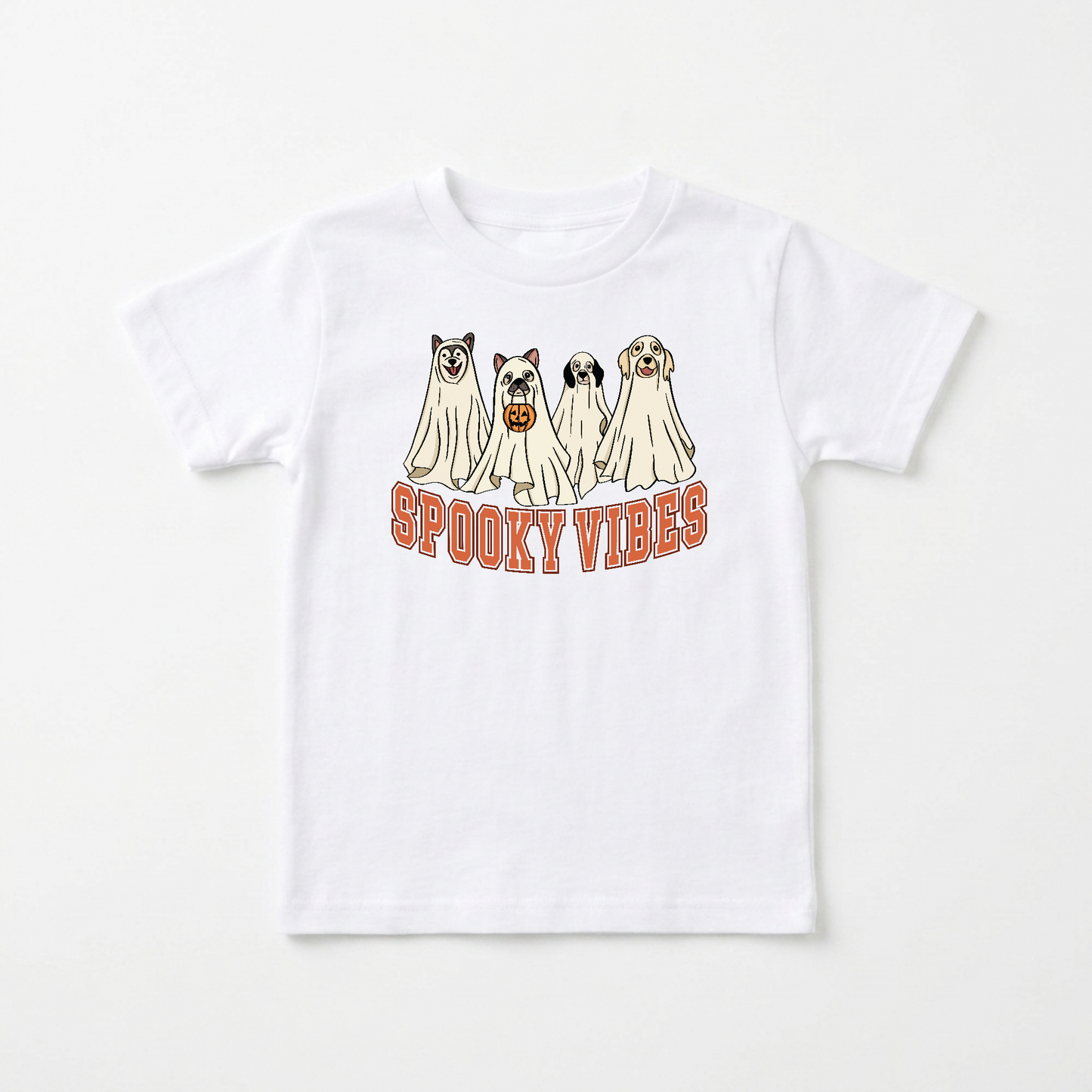 Spooky Vibes Dog Ghosts Kids Shirt – Halloween Tee