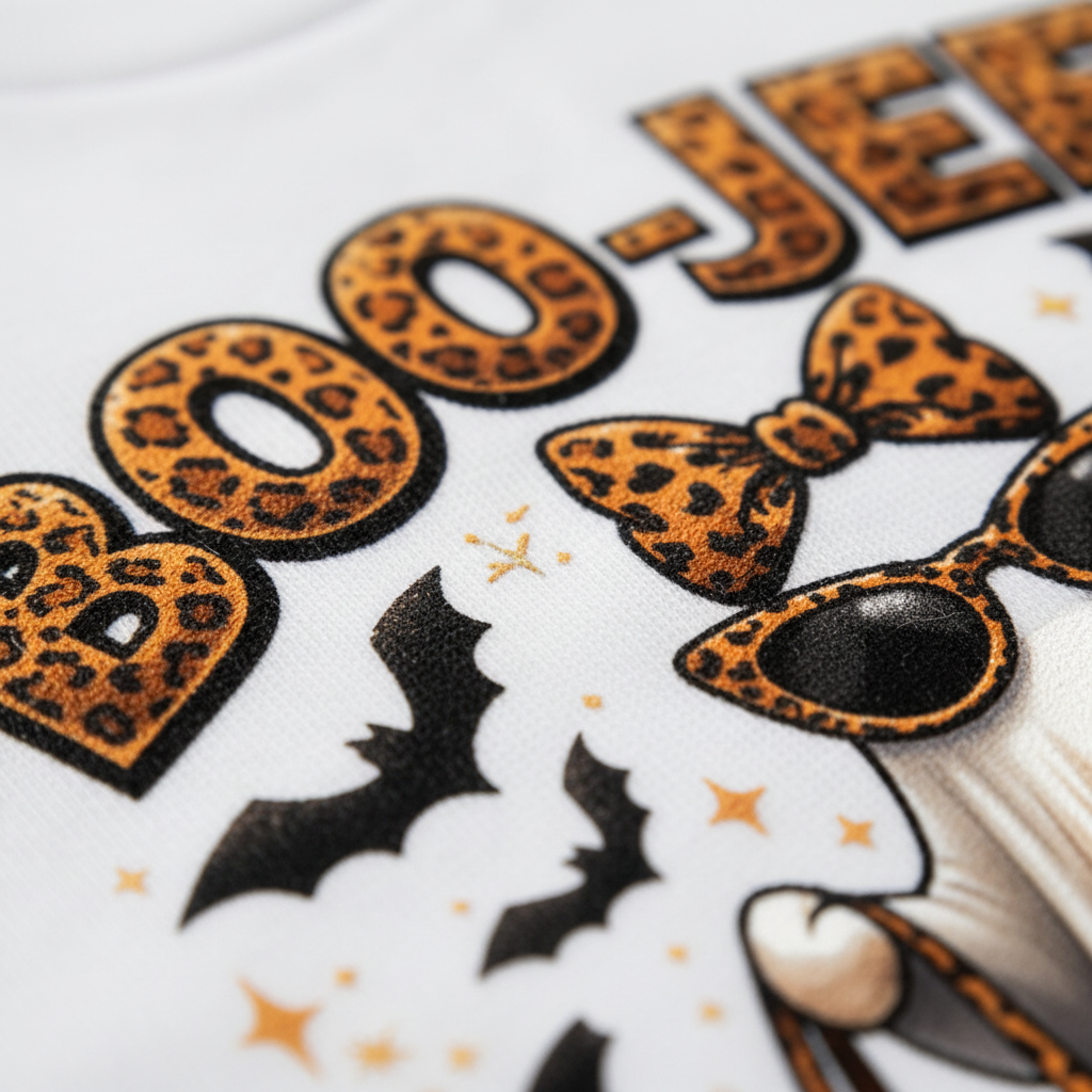 Boo-Jee Ghost Toddler Girls Shirt – Leopard Print Halloween Tee
