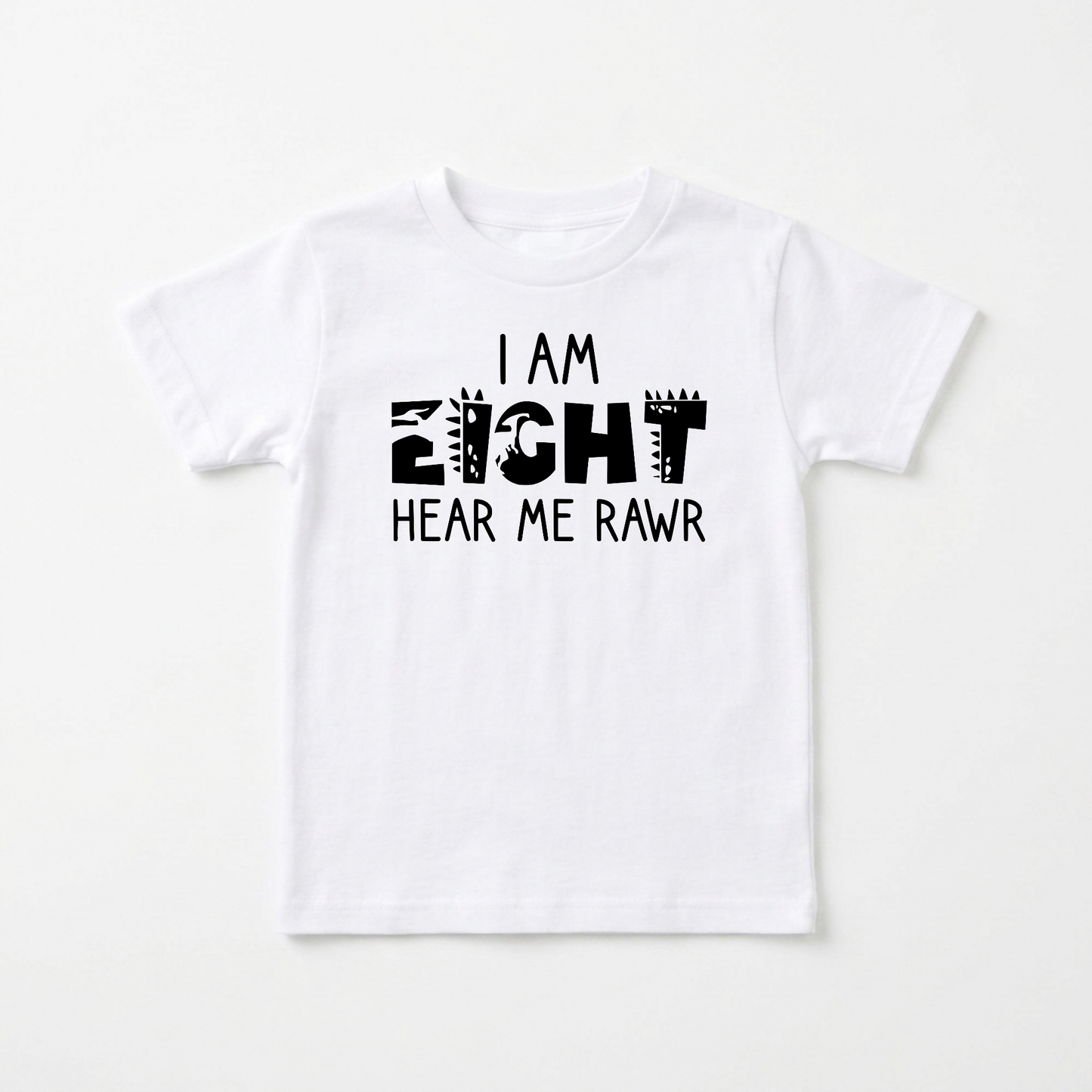 I Am Eight Hear Me Rawr Kids Shirt – Dinosaur 8th Birthday Tee