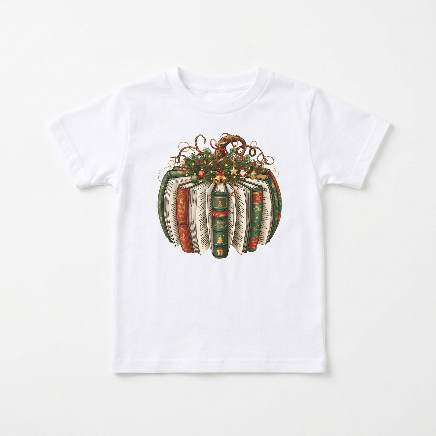 Christmas Book Wreath Tee – Baby Holiday Shirt