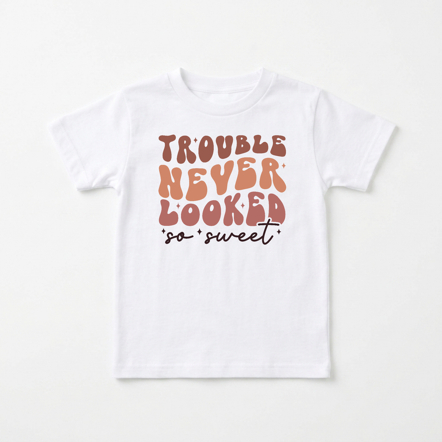 Trouble Never Looked So Sweet Kids Shirt – Funny Retro Tee