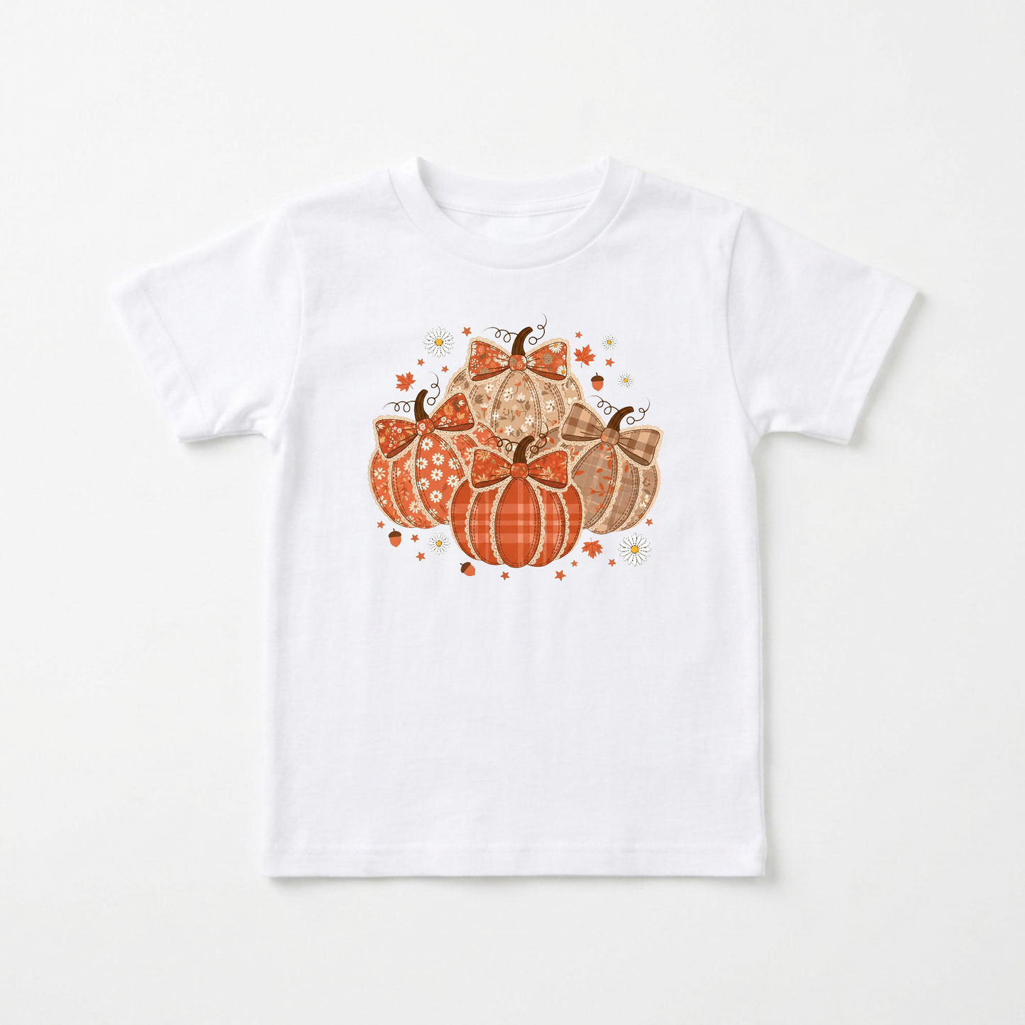 Patchwork Pumpkin Toddler Girls Shirt – Fall Floral Tee