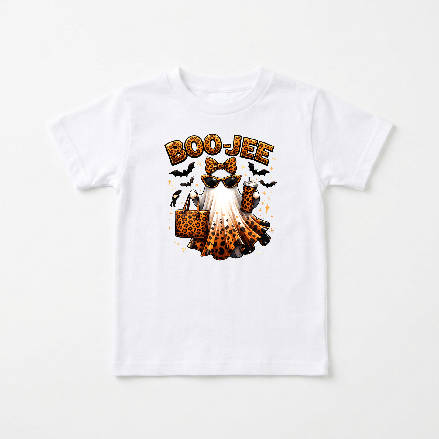 Boo-Jee Ghost Toddler Girls Shirt – Leopard Print Halloween Tee