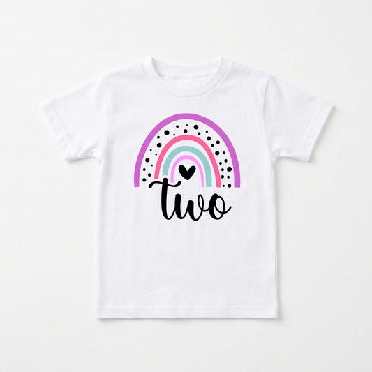 Rainbow Two Toddler Shirt – 2nd Birthday Tee