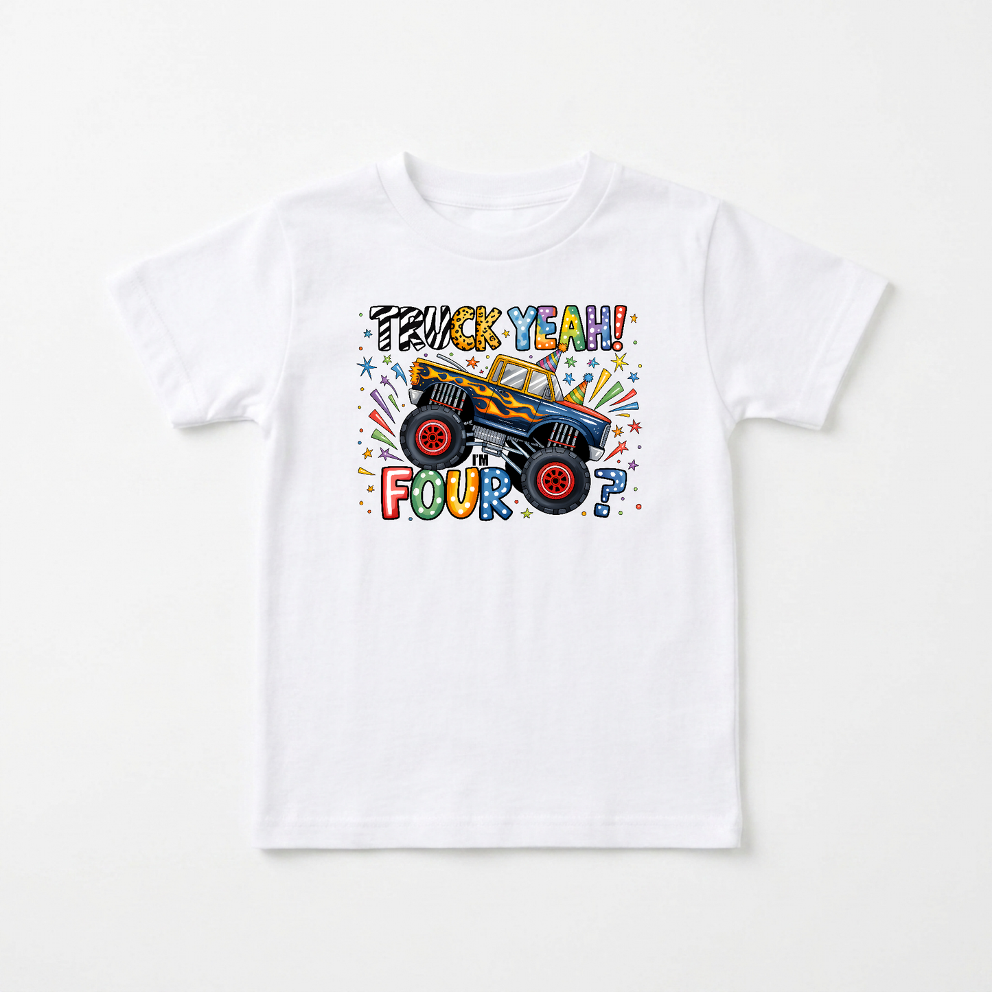 Truck Yeah I'm Four Toddler Shirt – Monster Truck 4th Birthday Tee