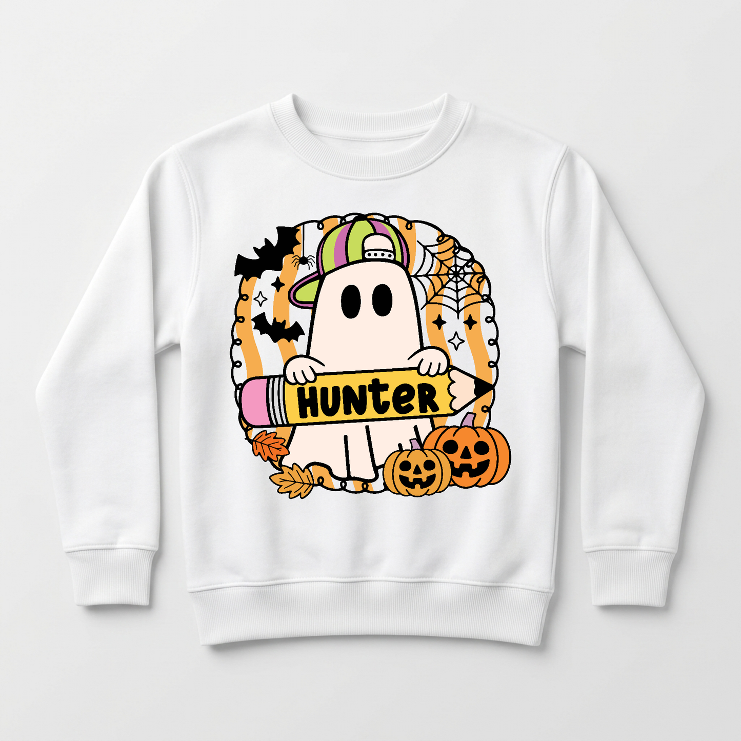 Personalized Halloween Ghost Kids Sweatshirt – Custom Name Pullover