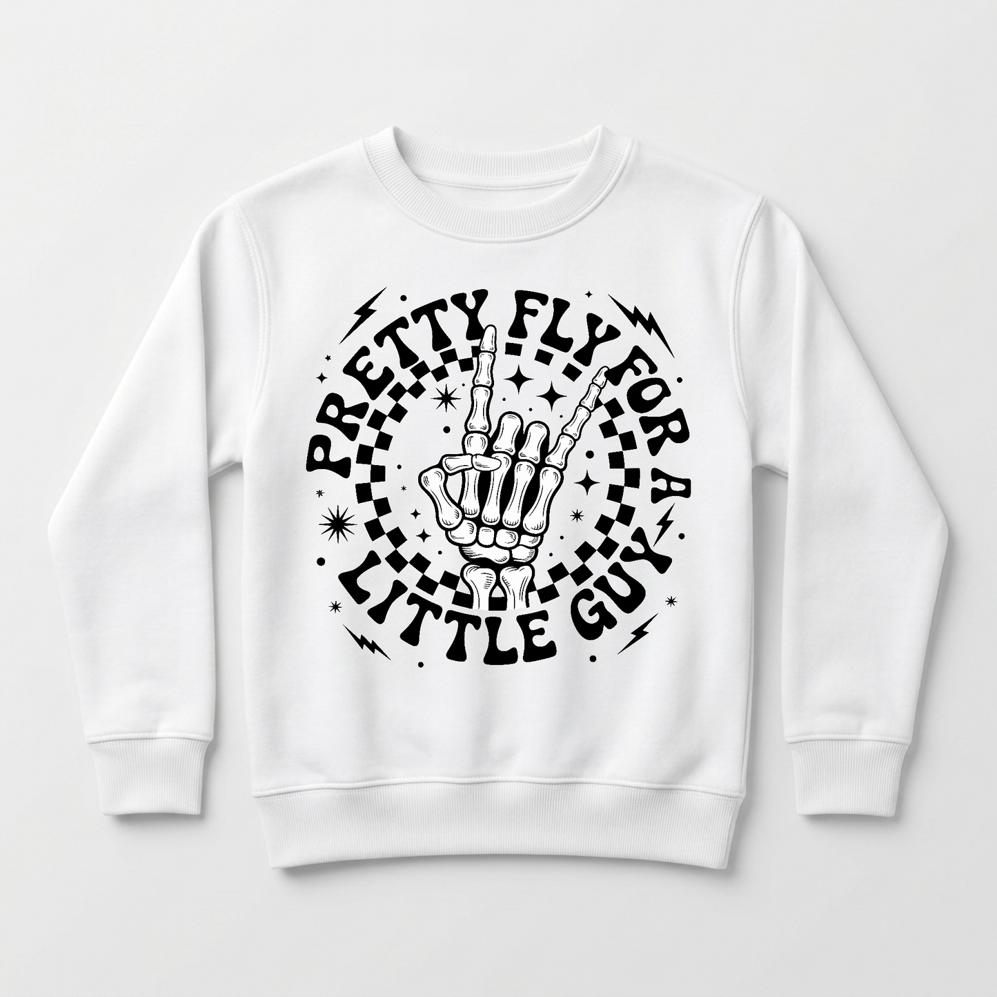 Pretty Fly for a Little Guy Kids Sweatshirt – Rock Skeleton Pullover