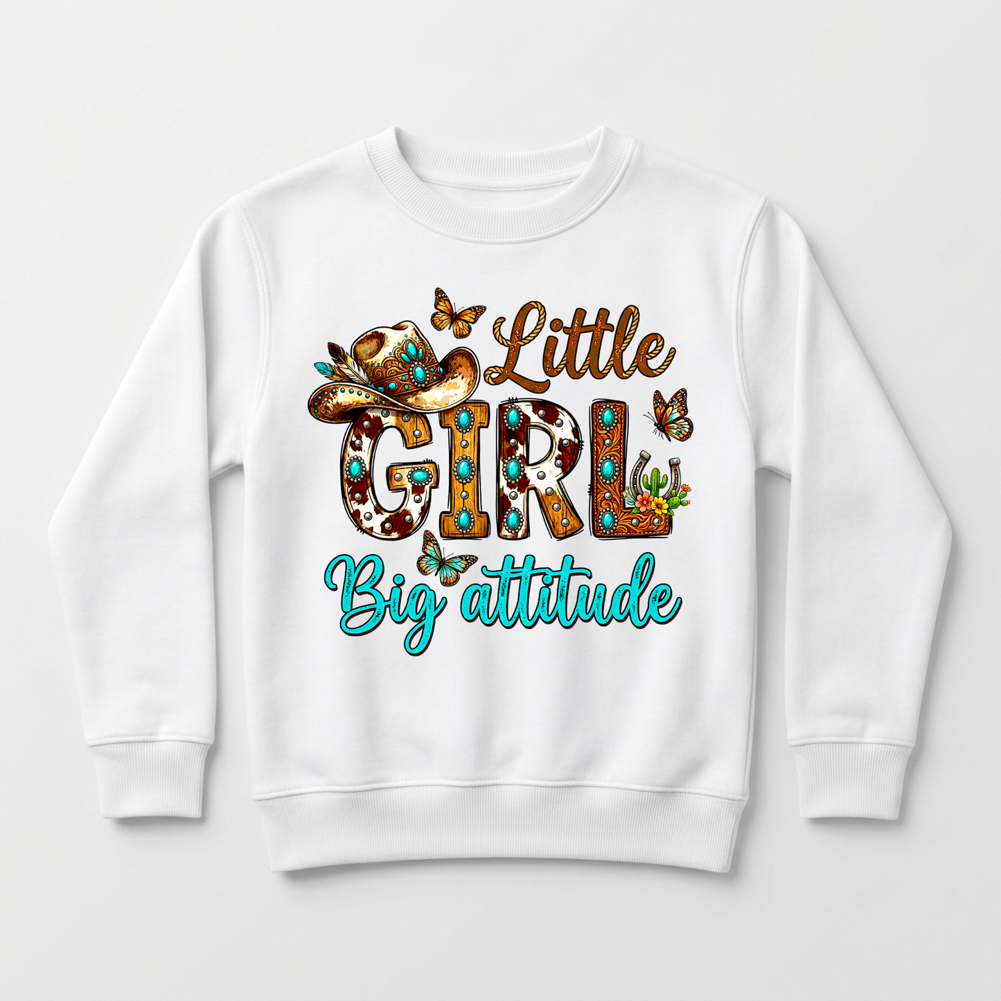 Little Girl Big Attitude Kids Sweatshirt – Western Cowgirl Pullover